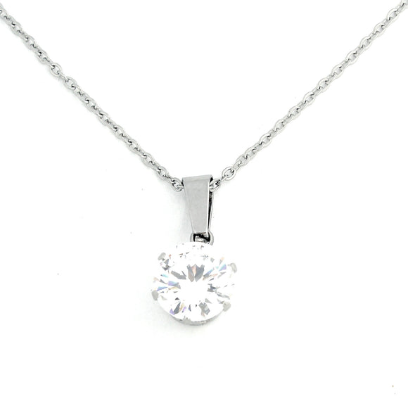 Stainless Steel 10mm Clear CZ On Chain 45cm