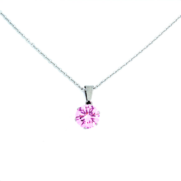 Stainless Steel 10mm Pink CZ On Chain 45cm