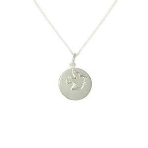 Sterling Silver Disc And Dove Pendant with Chain
