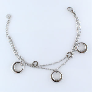 Stainless Steel 3x Circle Charm Bracelet