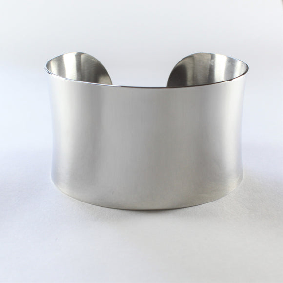 Stainless Steel Plain Polished Wide Cuff Bangle