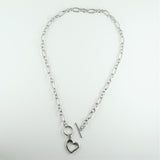 Stainless Steel Open Heart Fob Chain 55cm