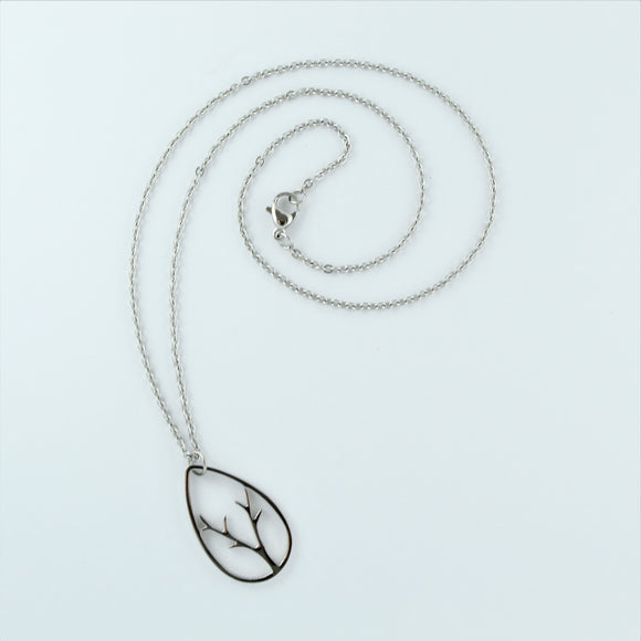 Stainless Steel Chain with Tear Drop Pendant 45cm