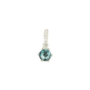 Sterling Silver Blue and Clear CZ Drop Pendant