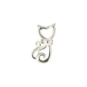 Sterling Silver Sitting Cat CZ Pendant