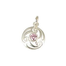 Sterling Silver Celtic Swirl with Pink CZ Pendant