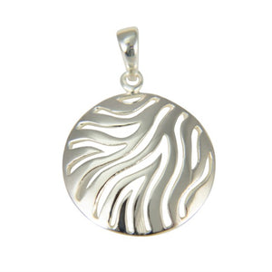 Sterling Silver Zebra Circle Pendant