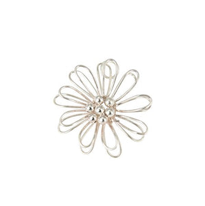 Sterling Silver 3D Wire Flower Pendant