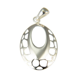 Sterling Silver Cut Out Oval Drop Pendant