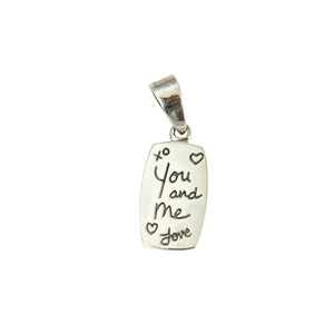 Sterling Silver Rectangle ' You And Me Love ' Pendant