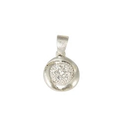 Sterling Silver Frosted Round CZ Pendant