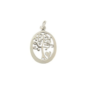 Sterling Silver Oval Tree Of Life With Heart Pendant