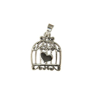Sterling Silver Flat Bird Cage Pendant