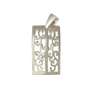 Sterling Silver Swirly Rectangle Pendant
