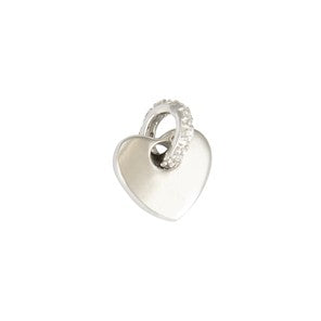 Sterling Silver Heart With CZ Bail Pendant