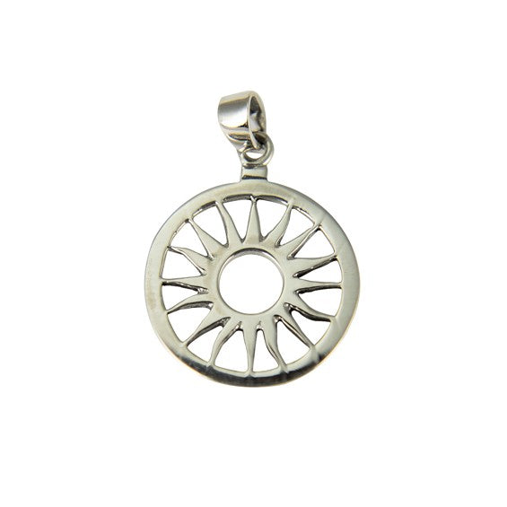 Sterling Silver Sun In Circle Pendant
