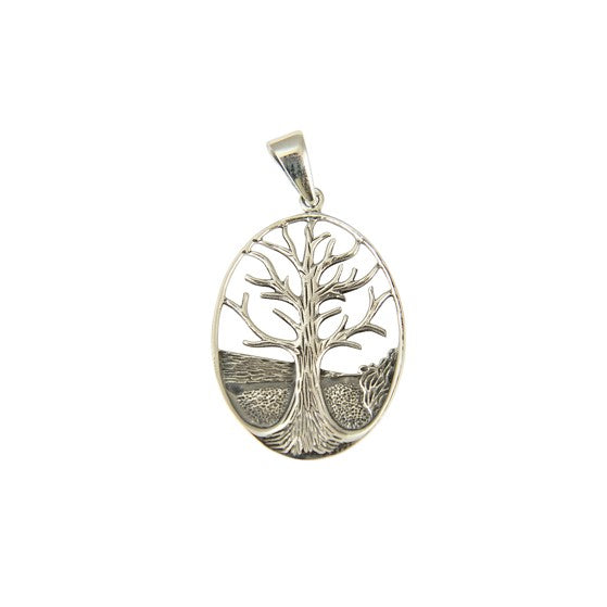 Sterling Silver Oval Tree Of Life Pendant