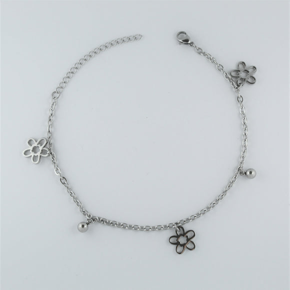 Stainless Steel Flower and Ball Anklet