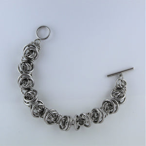 Stainless Steel Multi Ring Bracelet with Fob