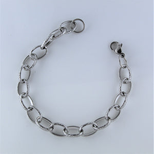 Stainless Steel Engraved Oval Bracelet
