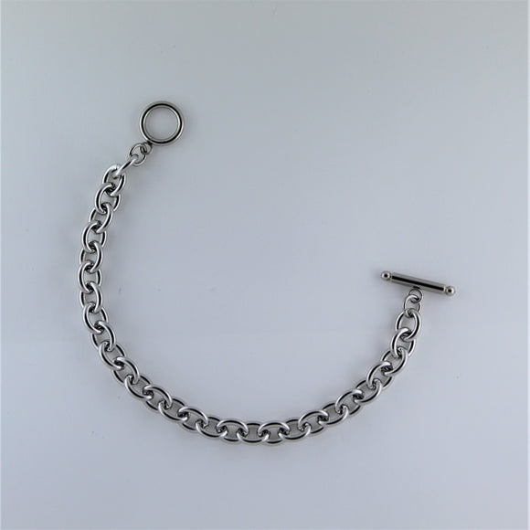 Stainless Steel Oval Bracelet with Fob