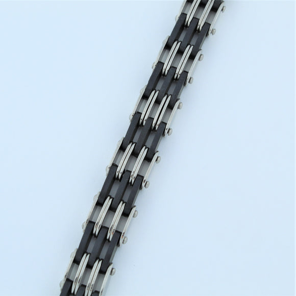 Stainless Steel Rubber and Stainless Steel Gate Bracelet
