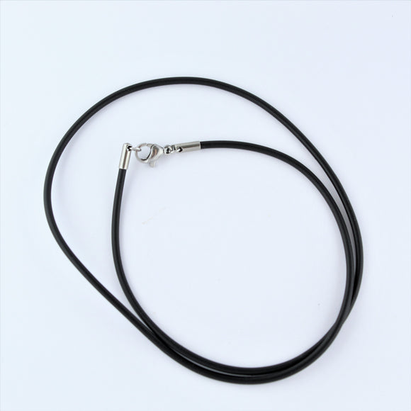 Stainless Steel Black Rubber Cord 45cm