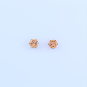 Stainless Steel 7mm Champagne CZ Earrings