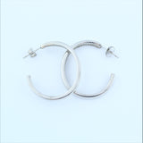 Stainless Steel 33mm White Enamel Hoop Earrings