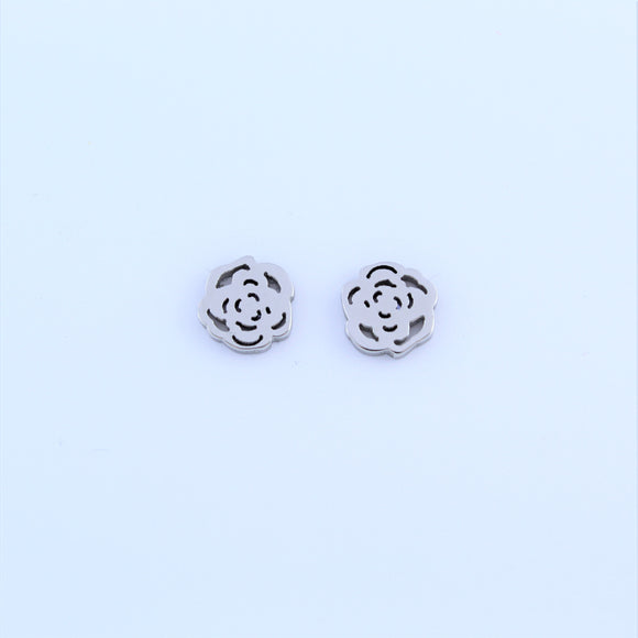 Stainless Steel Open Rose Earrings