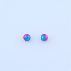 Stainless Steel 6mm Rainbow Ball Earrings