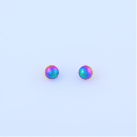Stainless Steel 6mm Rainbow Ball Earrings