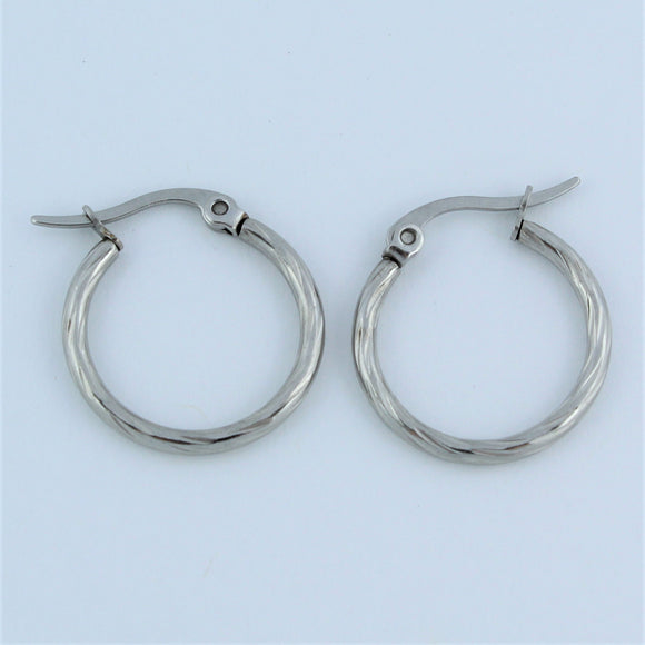 Stainless Steel 20mm Twist Hoop Earrings