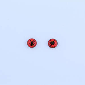 Stainless Steel 7mm Red Spider Earrings