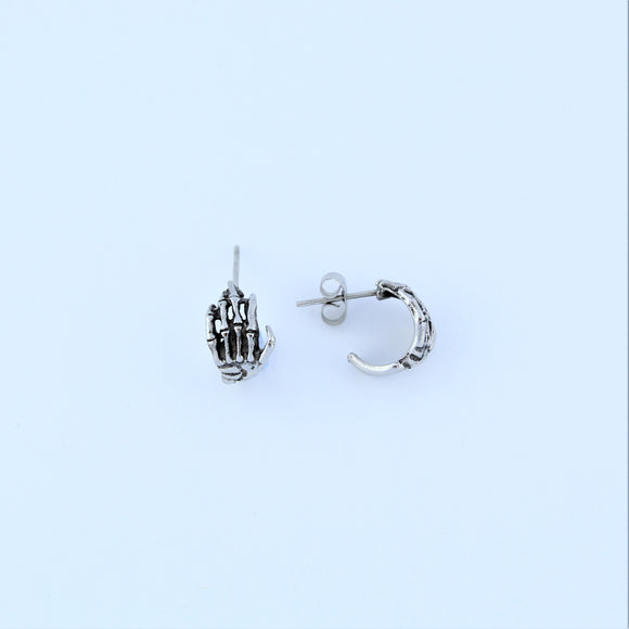 Stainless Steel Skeleton Hand Hoop Earrings