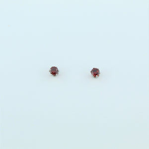 Stainless Steel 3mm Red CZ Earrings