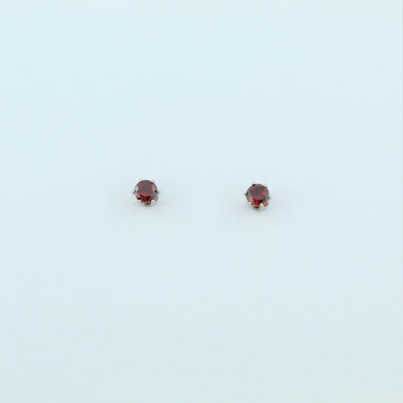Stainless Steel 3mm Red CZ Earrings