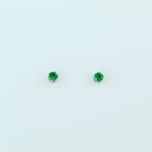 Stainless Steel 3mm Green CZ Earrings