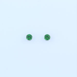 Stainless Steel 5mm Green CZ Earrings
