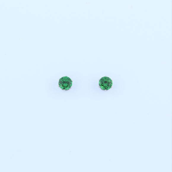 Stainless Steel 5mm Green CZ Earrings