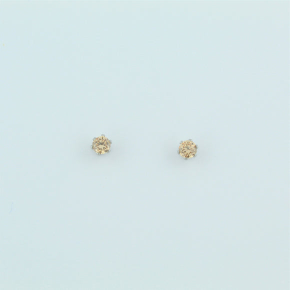 Stainless Steel 3mm Champagne CZ Earrings