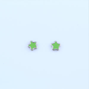 Stainless Steel Green Star Earrings