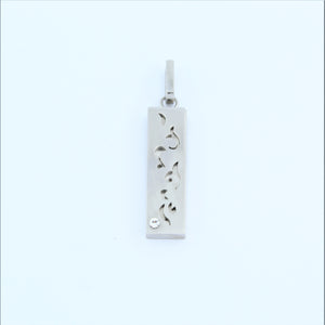 Stainless Steel Cut Out Vine With CZ Pendant