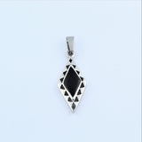 Stainless Steel Diamond Shape With Black Enamel Pendant