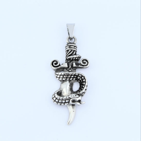 Stainless Steel Sword With Snake Pendant