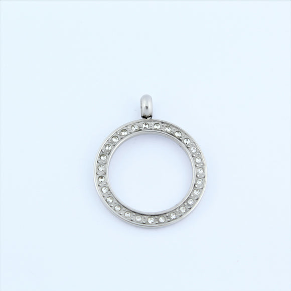 Stainless Steel Ring with CZ's Pendant