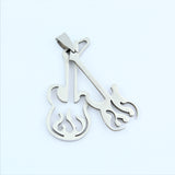 Stainless Steel Flame Guitar Pendant