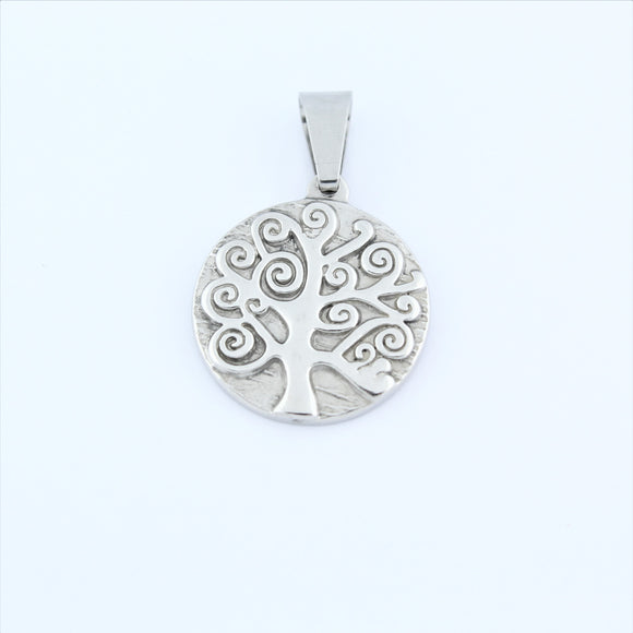 Stainless Steel Curly Tree Of Life Pendant