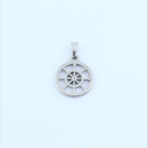 Stainless Steel Small Ships Wheel Pendant