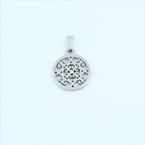 Stainless Steel Small Filigree Disc Pendant